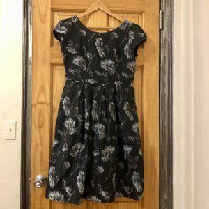 Black and Silver Floral Jacquard Dress